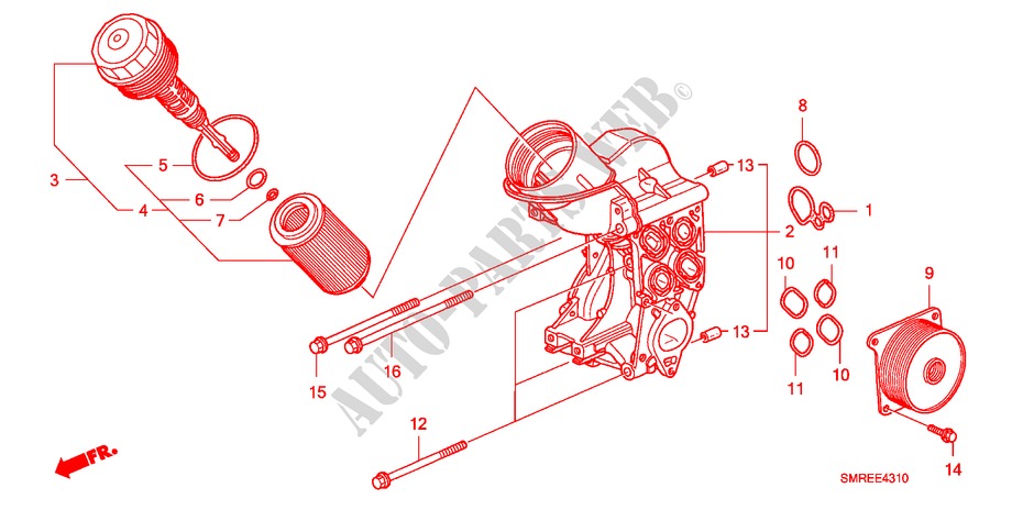 OELFILTERGEHAEUSE(DIESEL) für Honda CIVIC 2.2 TYPE-S    PLUS 3 Türen 6 gang-Schaltgetriebe 2010