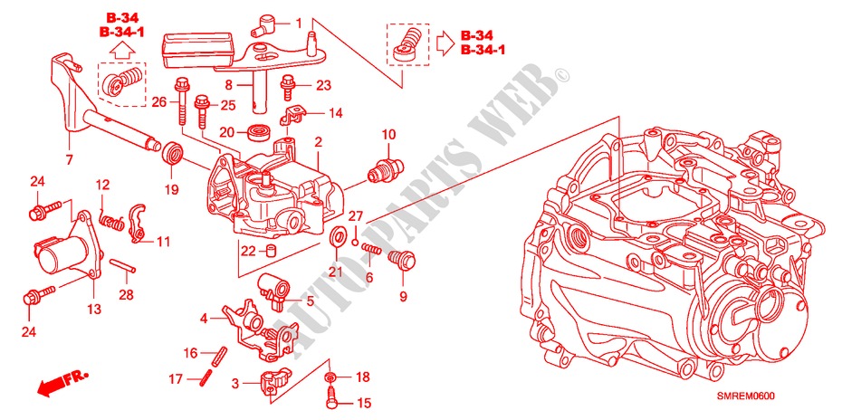 SCHALTARM/SCHALTHEBEL(1.4L)(1.8L) für Honda CIVIC 1.8 TYPE-S 3 Türen 6 gang-Schaltgetriebe 2010