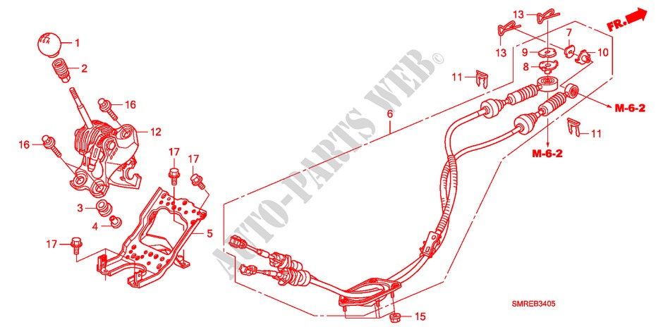 SCHALTHEBEL(RH)(2.0L) für Honda CIVIC 2.0 TYPE-R    PLUS 3 Türen 6 gang-Schaltgetriebe 2011