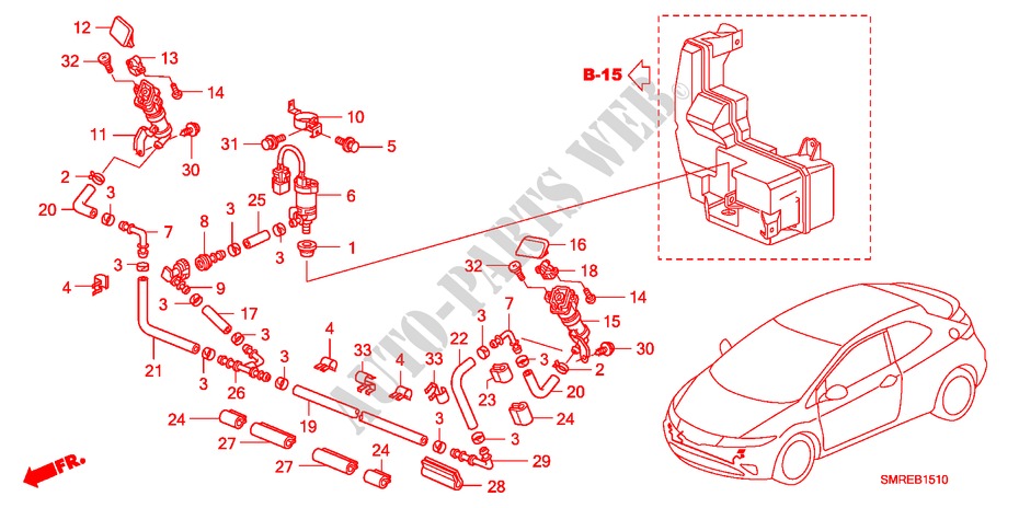 SCHEINWERFERWASCHER für Honda CIVIC 2.0 TYPE-R    PLUS 3 Türen 6 gang-Schaltgetriebe 2011