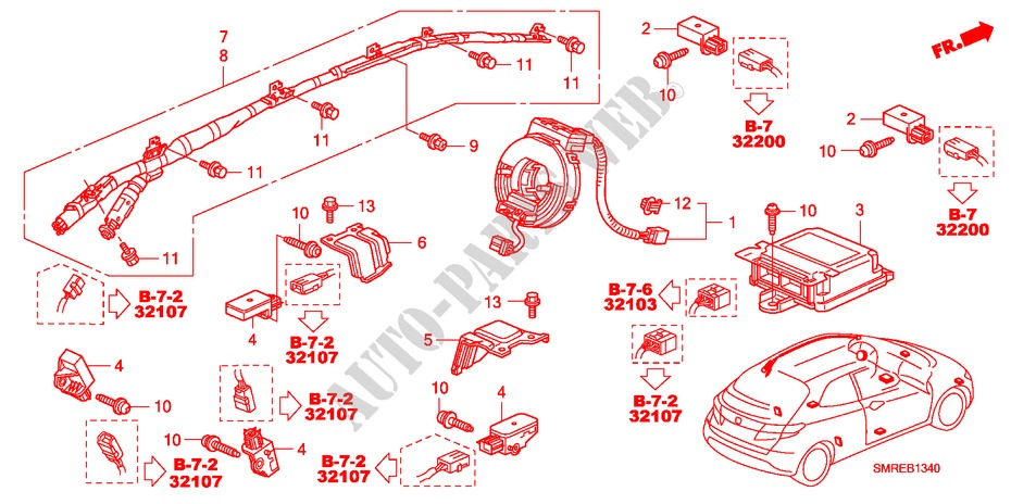 SRS EINHEIT(LH) für Honda CIVIC 2.0 TYPE-R 3 Türen 6 gang-Schaltgetriebe 2011