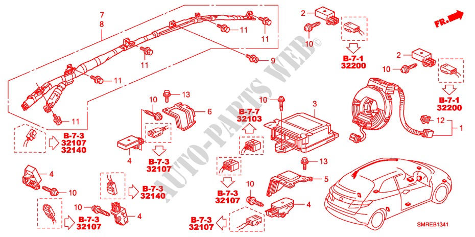 SRS EINHEIT(RH) für Honda CIVIC 2.0 TYPE-R    PLUS 3 Türen 6 gang-Schaltgetriebe 2011