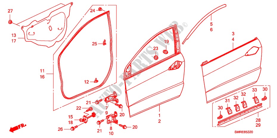 TUERTAFELN für Honda CIVIC 2.2 TYPE-S    PLUS 3 Türen 6 gang-Schaltgetriebe 2010