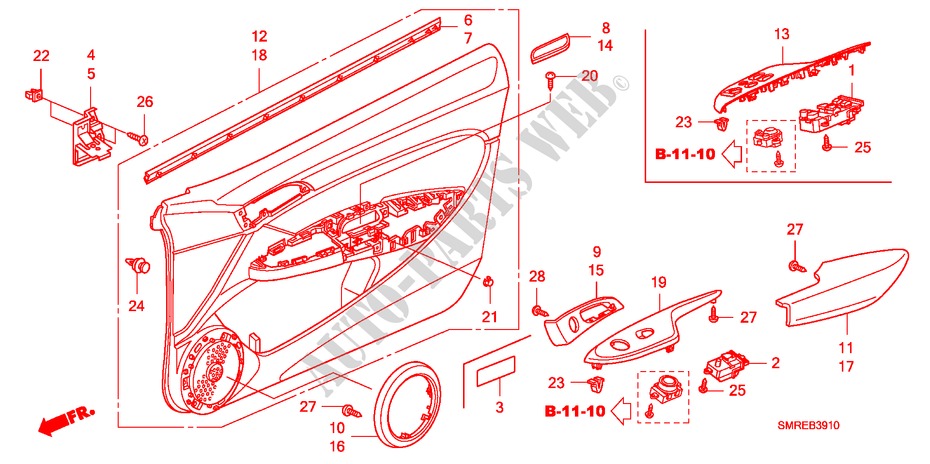 TUERVERKLEIDUNG(LH) für Honda CIVIC 2.2 TYPE-S 3 Türen 6 gang-Schaltgetriebe 2010