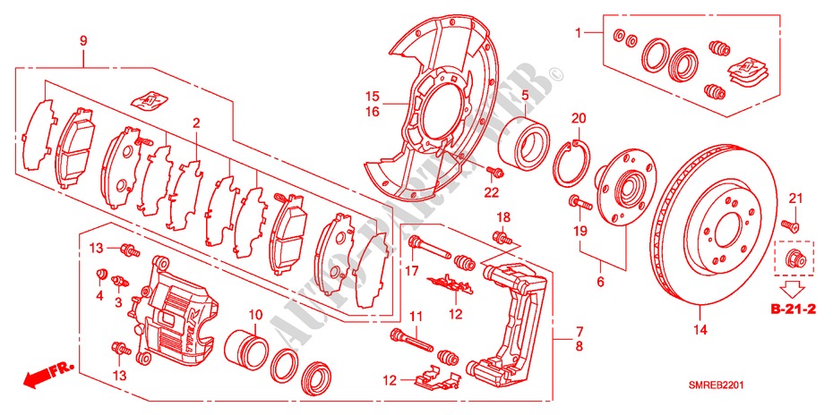 VORDERRADBREMSE(2.0L) für Honda CIVIC 2.0 TYPE-R 3 Türen 6 gang-Schaltgetriebe 2011