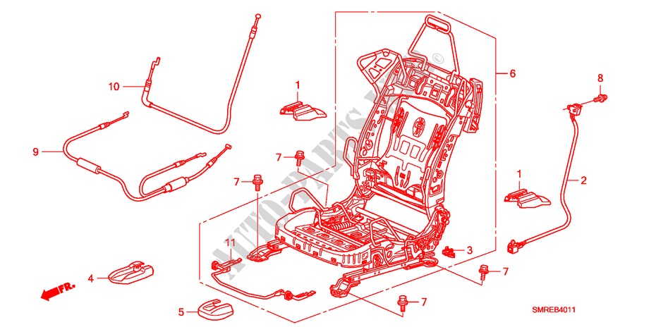 VORNE SITZKOMPONENTEN(L.)(2.0L) für Honda CIVIC 2.0 TYPE-R    PLUS 3 Türen 6 gang-Schaltgetriebe 2011