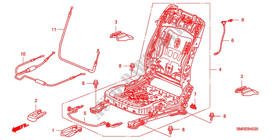 VORNE SITZKOMPONENTEN(R.)(1.4L)(1.8L)(DIESEL) für Honda CIVIC 1.4 BASE 3 Türen Intelligent Schaltgetriebe 2010