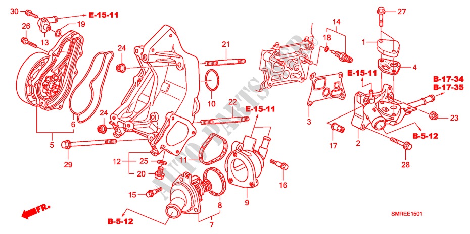 WASSERPUMPE(2.0L) für Honda CIVIC 2.0 TYPE-R    PLUS 3 Türen 6 gang-Schaltgetriebe 2011