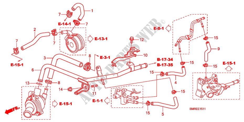 WASSERSCHLAUCH(2.0L) für Honda CIVIC 2.0 TYPE-R    PLUS 3 Türen 6 gang-Schaltgetriebe 2011