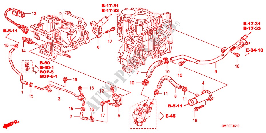 WASSERSCHLAUCH(DIESEL) für Honda CIVIC 2.2 TYPE-S    PLUS 3 Türen 6 gang-Schaltgetriebe 2010