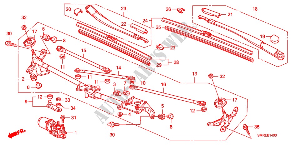 WINDSCHUTZSCHEIBENWISCHER(LH) für Honda CIVIC 1.8 TYPE-S 3 Türen Intelligent Schaltgetriebe 2011