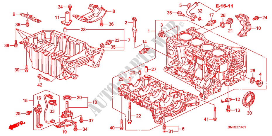 ZYLINDERBLOCK/OELWANNE(2.0L) für Honda CIVIC 2.0 TYPE-R    PLUS 3 Türen 6 gang-Schaltgetriebe 2011