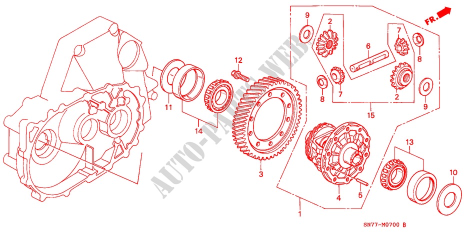 DIFFERENTIAL für Honda ACCORD 1.8IS 4 Türen 5 gang-Schaltgetriebe 1994