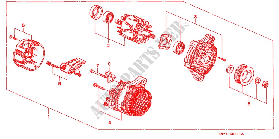 LICHTMASCHINE(BOSCH) für Honda ACCORD 1.8IS 4 Türen 5 gang-Schaltgetriebe 1994