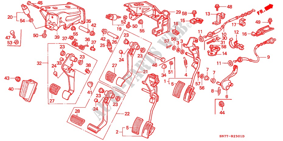 PEDAL(RH) für Honda ACCORD 2.0I 4 Türen 5 gang-Schaltgetriebe 1996