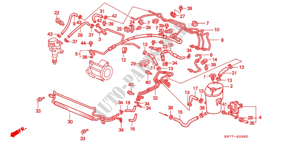 SERVOLENKLEITUNG(LH)( '94) für Honda ACCORD 1.8IS 4 Türen 5 gang-Schaltgetriebe 1994