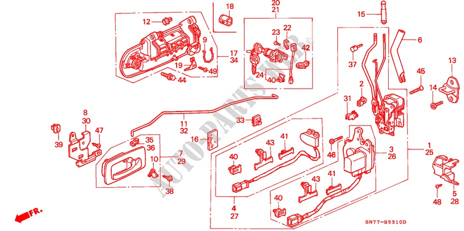TUERSCHLOESSER, VORNE für Honda ACCORD 2.0I 4 Türen 5 gang-Schaltgetriebe 1994