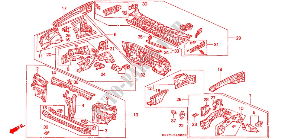 VORDERE TRENNWAND für Honda ACCORD 1.8IS 4 Türen 5 gang-Schaltgetriebe 1994