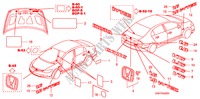 EMBLEME/WARNETIKETTEN für Honda CIVIC 1.8 S 4 Türen 6 gang-Schaltgetriebe 2006