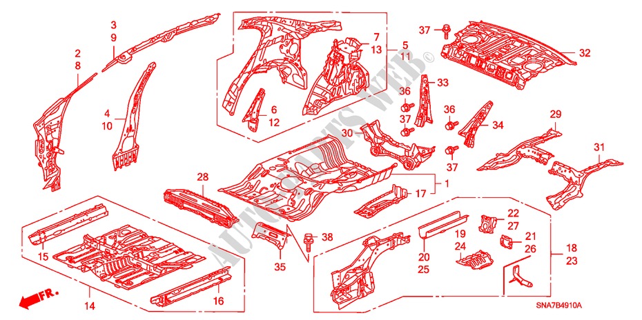 BODEN/INNENBLECHE für Honda CIVIC 1.6 SE 4 Türen 5 gang-Schaltgetriebe 2007