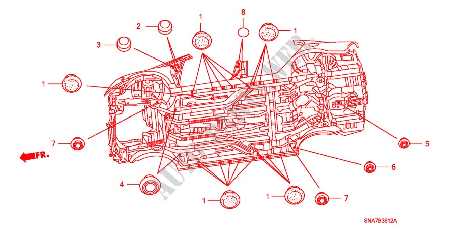 GUMMITUELLE(UNTEN) für Honda CIVIC 1.8 LS 4 Türen 6 gang-Schaltgetriebe 2007