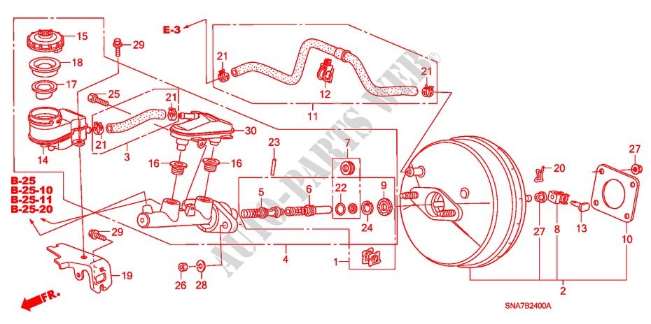 HAUPTBREMSZYLINDER/ MASTER POWER(LH) für Honda CIVIC 1.8 LS 4 Türen 6 gang-Schaltgetriebe 2007