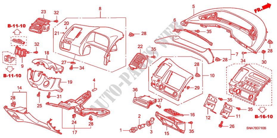 INSTRUMENTENBRETT(FAHRERSEITE) (LH) für Honda CIVIC 1.8 LS 4 Türen 6 gang-Schaltgetriebe 2007