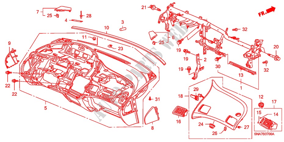 INSTRUMENTENBRETT(LH) für Honda CIVIC 1.8 LS 4 Türen 6 gang-Schaltgetriebe 2007