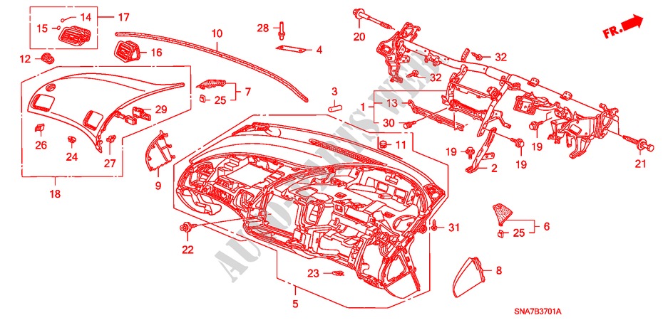 INSTRUMENTENBRETT(RH) für Honda CIVIC 1.6 SE 4 Türen 5 gang-Schaltgetriebe 2007