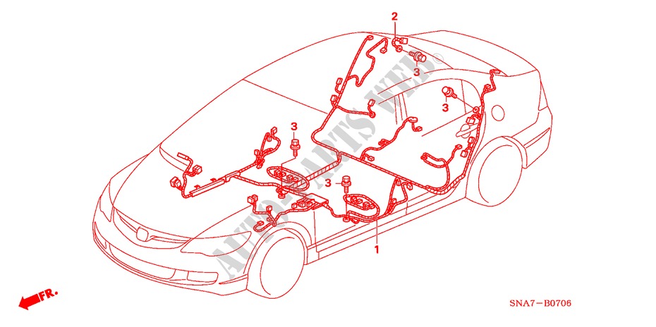 KABELBAUM(RH) (3) für Honda CIVIC 1.6 SE 4 Türen 5 gang-Schaltgetriebe 2007