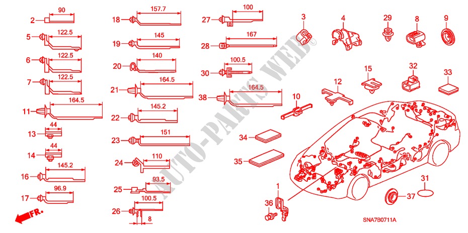 KABELBAUMBAND/BUEGEL (RH) für Honda CIVIC 1.6 SE 4 Türen 5 gang-Schaltgetriebe 2007