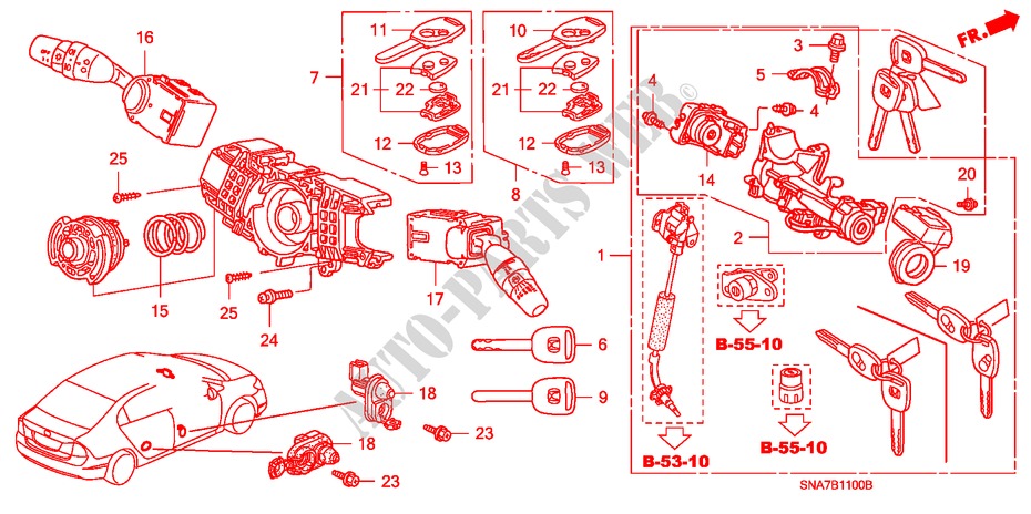KOMBISCHALTER(LH) für Honda CIVIC EXI-A 4 Türen 5 gang automatikgetriebe 2007