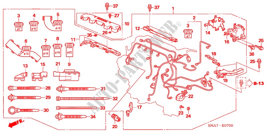 MOTORKABELBAUM für Honda CIVIC 1.8 LS 4 Türen 6 gang-Schaltgetriebe 2007