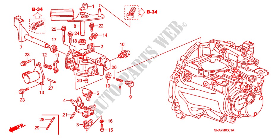 SCHALTARM/SCHALTHEBEL (6MT) für Honda CIVIC 1.8 LS 4 Türen 6 gang-Schaltgetriebe 2007