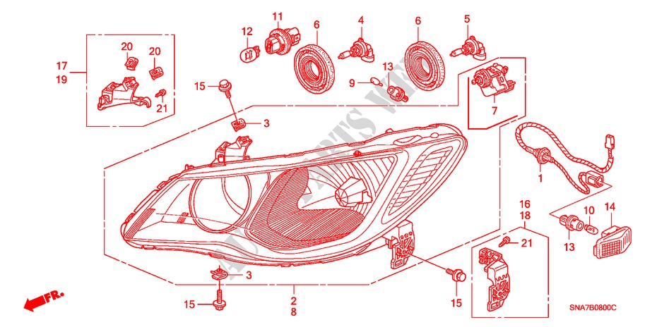 SCHEINWERFER für Honda CIVIC EXI-A 4 Türen 5 gang automatikgetriebe 2007