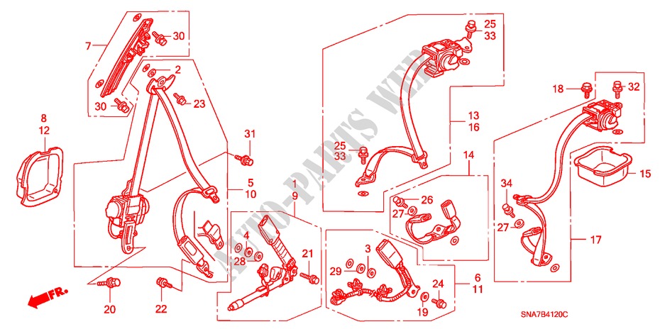 SITZGURTE für Honda CIVIC 1.8 SES 4 Türen 5 gang automatikgetriebe 2006