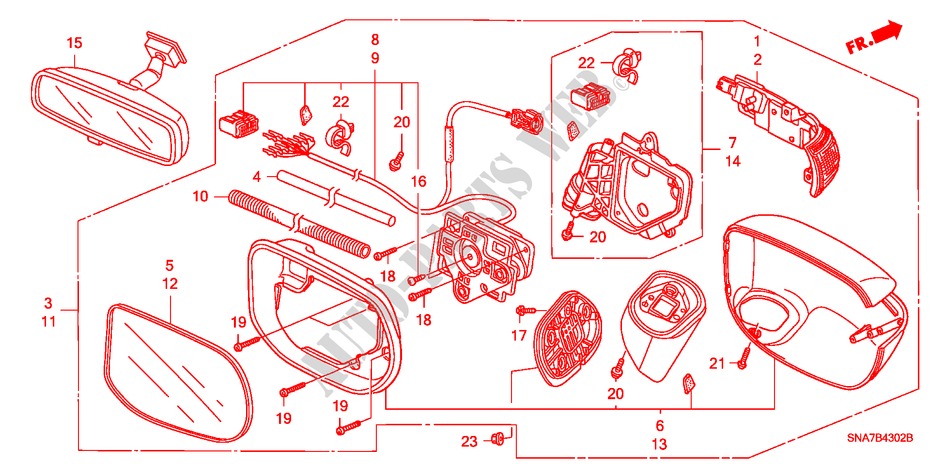SPIEGEL(SEITL. BLINKER) (AUTOMATISCH DREHUNG) für Honda CIVIC 1.8 ES 4 Türen 6 gang-Schaltgetriebe 2007