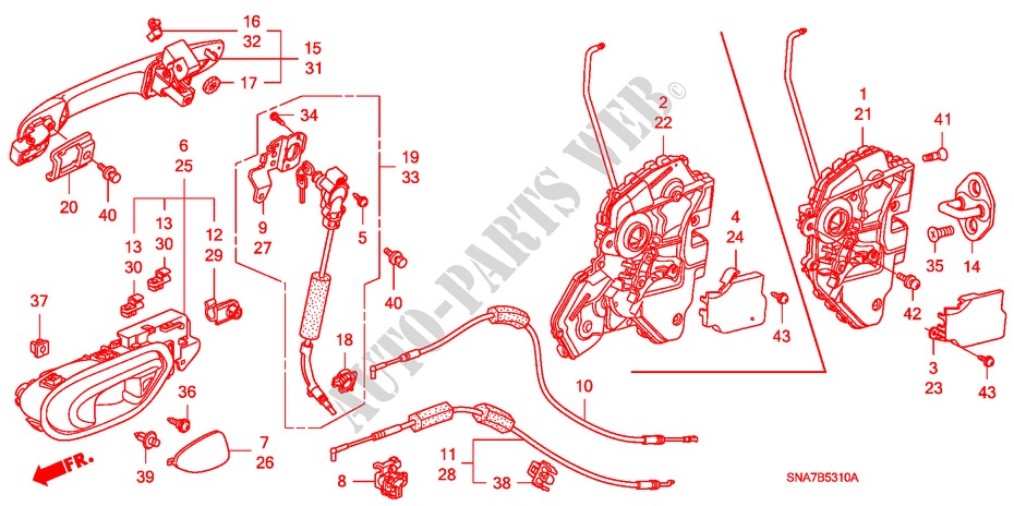 VORDERES TUERSCHLOSS/ AEUSSERER GRIFF für Honda CIVIC 1.6 SE 4 Türen 5 gang-Schaltgetriebe 2007