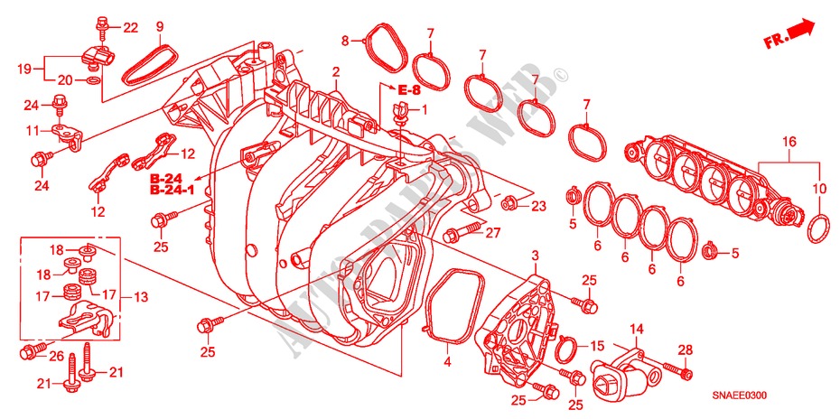 ANSAUGKRUEMMER für Honda CIVIC 1.8 S 4 Türen 6 gang-Schaltgetriebe 2009