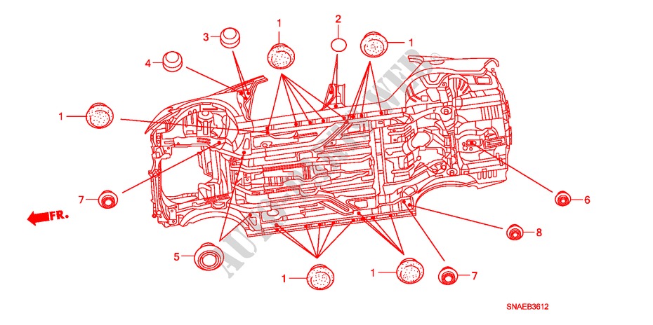 GUMMITUELLE(UNTEN) für Honda CIVIC LXI 4 Türen 5 gang-Schaltgetriebe 2008