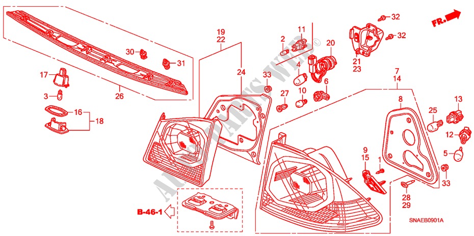 HECKLEUCHTE/KENNZEICHENBELEUCHTUNG ('09) für Honda CIVIC 1.6 VTI 4 Türen 5 gang automatikgetriebe 2009