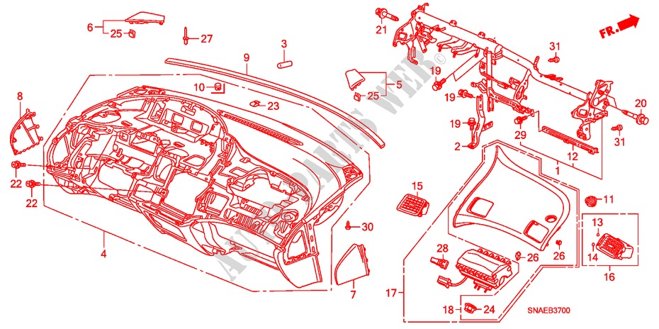 INSTRUMENTENBRETT(LH) für Honda CIVIC 1.8 S 4 Türen 6 gang-Schaltgetriebe 2009