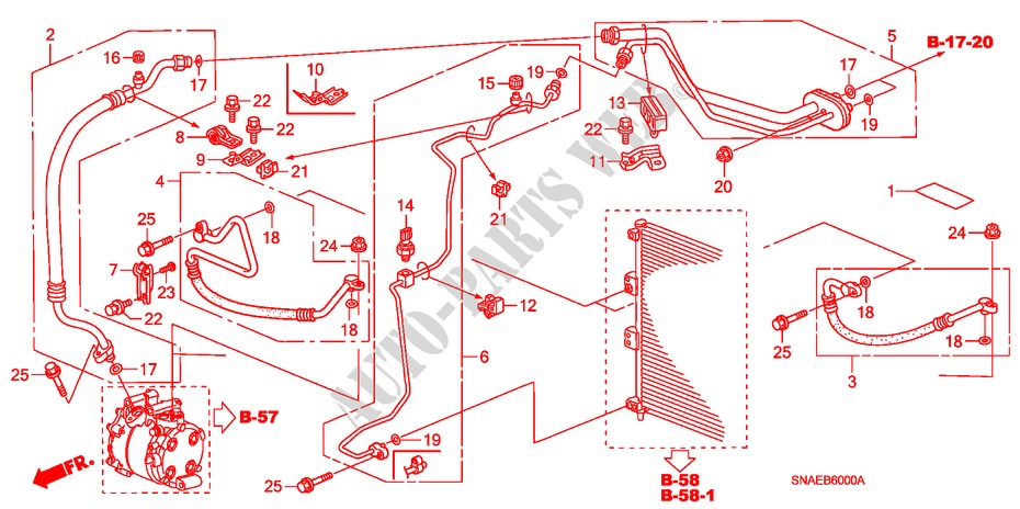 KLIMAANLAGE (SCHLAEUCHE/LEITUNGEN) (LH) für Honda CIVIC 1.6 VTI 4 Türen 5 gang automatikgetriebe 2009