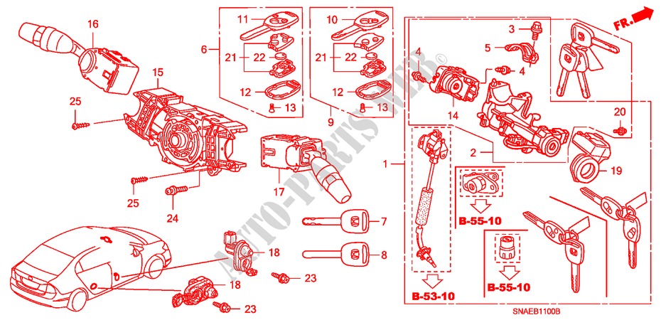 KOMBISCHALTER(LH) für Honda CIVIC 1.8 ES 4 Türen 5 gang automatikgetriebe 2008