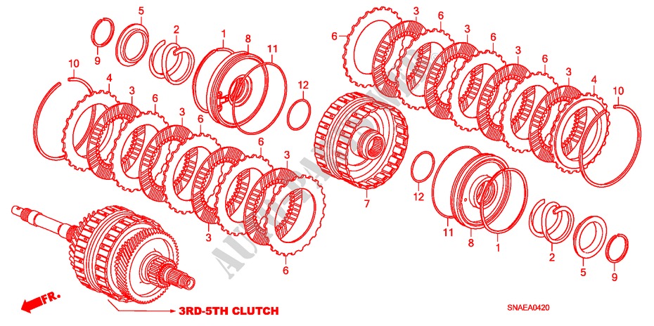 KUPPLUNG(3.   5.) für Honda CIVIC 1.8 ES 4 Türen 5 gang automatikgetriebe 2008