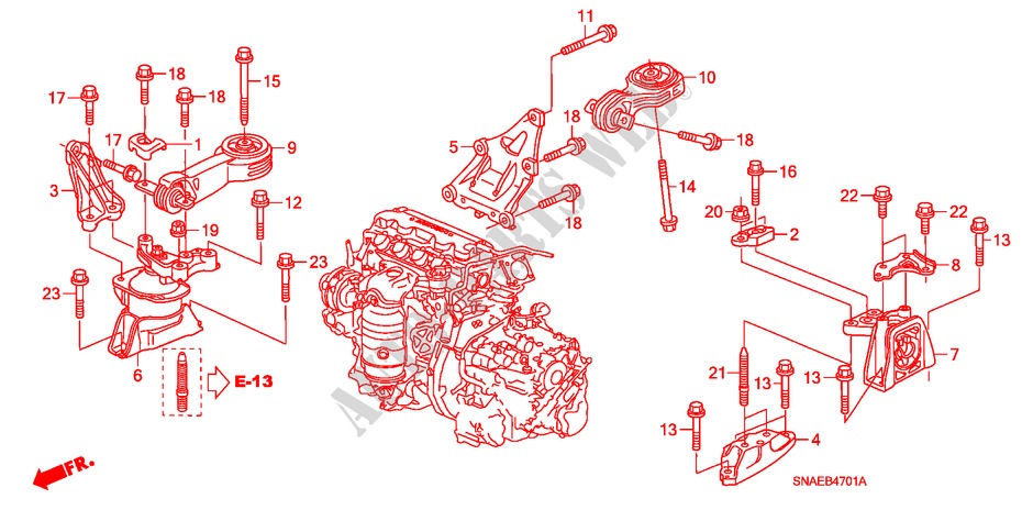 MOTORBEFESTIGUNGEN(AT) für Honda CIVIC 1.6 VTI 4 Türen 5 gang automatikgetriebe 2009