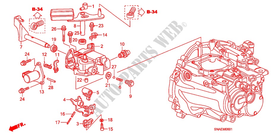 SCHALTARM/SCHALTHEBEL (6MT) für Honda CIVIC 1.8 ES 4 Türen 6 gang-Schaltgetriebe 2008