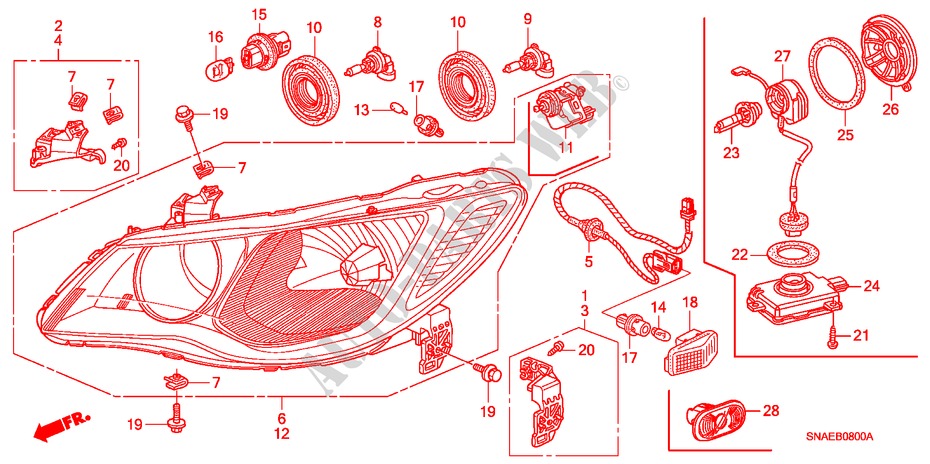 SCHEINWERFER für Honda CIVIC 1.8 S 4 Türen 6 gang-Schaltgetriebe 2009