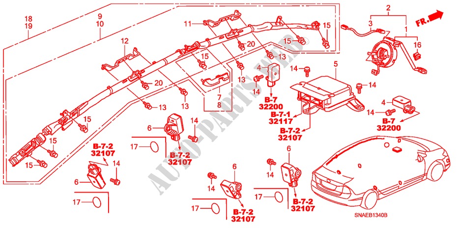 SRS EINHEIT(LH) für Honda CIVIC VTI 4 Türen 5 gang-Schaltgetriebe 2009
