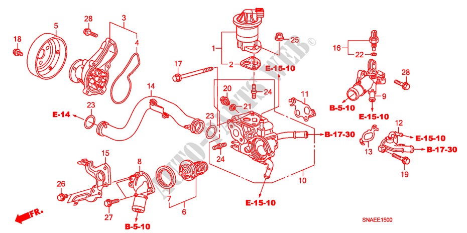 WASSERPUMPE für Honda CIVIC VTI 4 Türen 5 gang-Schaltgetriebe 2009
